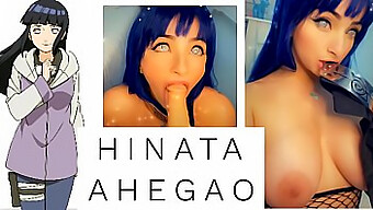 หน้าอกใหญ่และหน้าอกธรรมชาติของ Hinata Ahegao ในการเผชิญหน้า