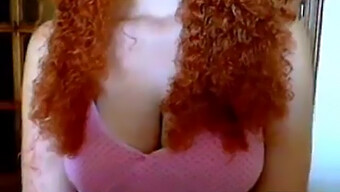 Amateur Busty Redhead With Curly Hair On Webcam