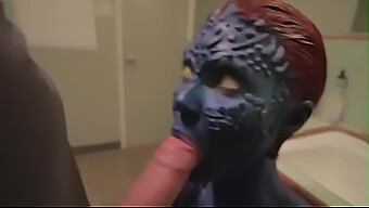 Mystique'S Cosplay Blowjob With Contacts