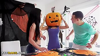 Watch Tia Cyrus Get Her Head Stuck In A Pumpkin On Halloween