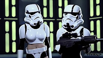 Blowjob Dan Aksi Anal Dalam Threesome Dengan Storm Troopers