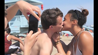 American Girl Kisses White Boy At The Beach