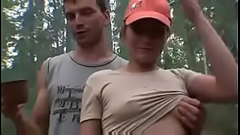 Group Of Russian Men Indulge In Outdoor Orgy