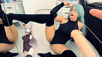 Horúca Elizabeth Lions Dáva Dvojitý Orálny Sex Cosplay Dievčaťu V Cosplay A Ahegao Tvári