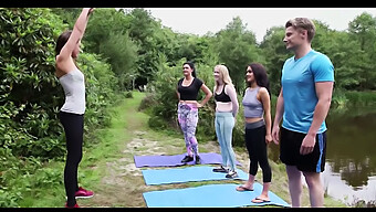 British Bodybuilder'S Erection During Yoga Class